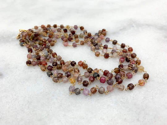 Spinel Multi Color Aaa Faceted Cubes Natural Genuine Wrapped with 14K Gold Filled Wire Long Layering Statement Necklace-22nd Ann Gem