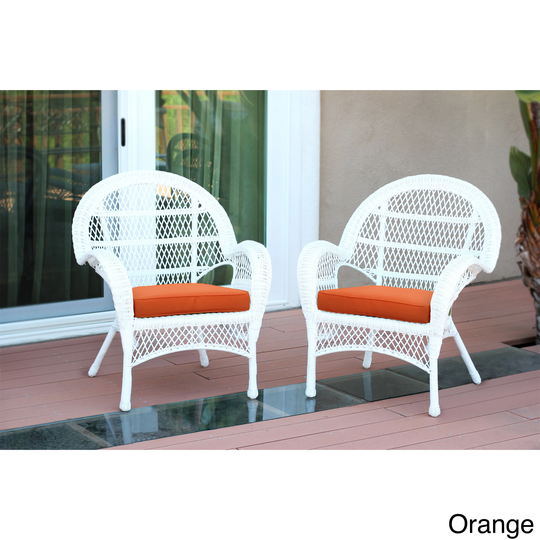 Santa Maria White Wicker Chair With Cushion (Set of 2)