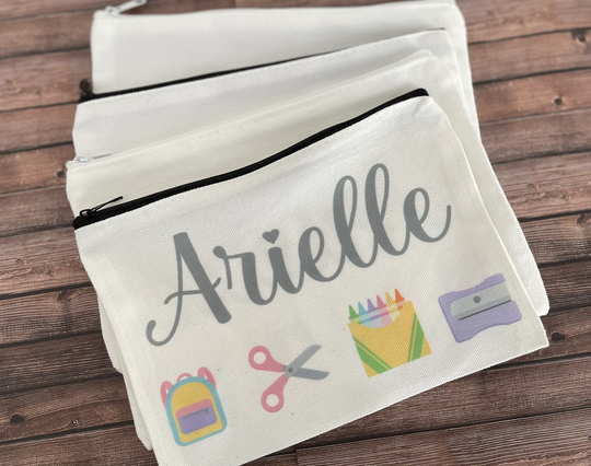 Personalized Pencil Bag, Back To School, Bag With Name, School Supplies, Stocking Stuffer, Birthday Gift, Canvas Pouch, Travel Pouch
