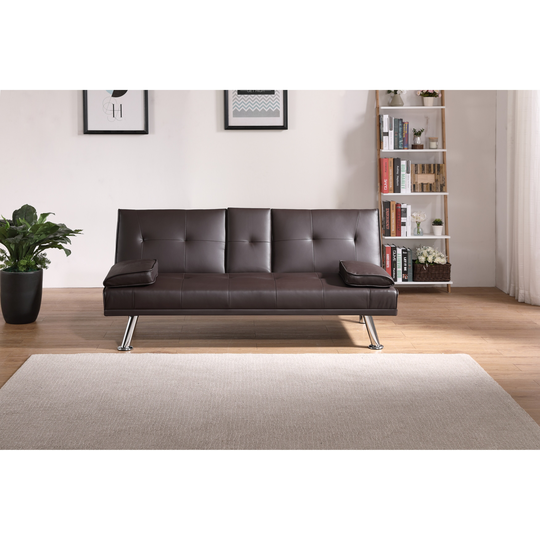 Leather Multifunctional Double Folding Sofa Bed for Office with Coffee Table