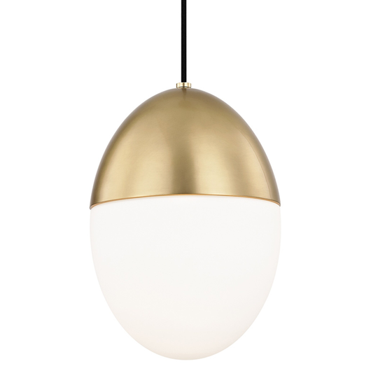 Mitzi by Hudson Valley Orion 1-light Aged Brass Large Pendant, Opal Matte Glass