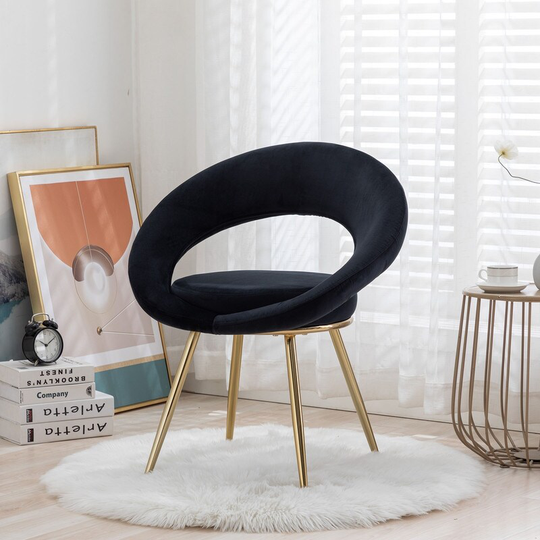 Velvet Modern Accent Chair Conversation Lounge Chair with Gold Plated Legs, Suitable For Office, Lounge, Living Room