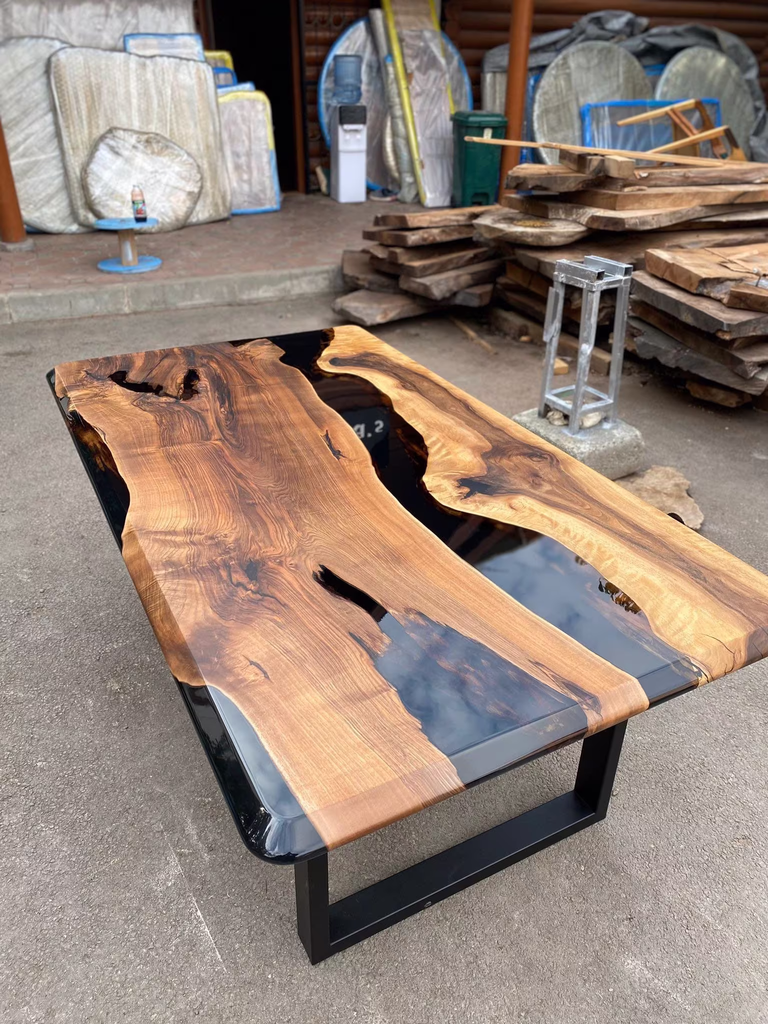 Custom Epoxy Resin Table, 72" X 40" Walnut Black Unique Order For Becky Dd