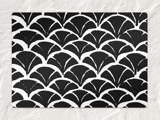 Black Abstract Chair Mat, Protective White Splat Geometric Vinyl Floor Office Decor, Room Rug, Gift Idea