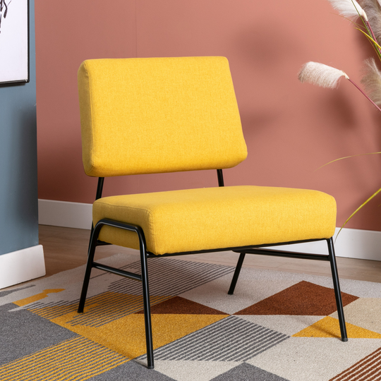 Wire Metal Frame Slipper Chair, Armless Accent Chair Lounge Chair for Living Room, Bedroom, Home, Office