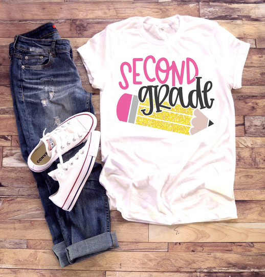 Second Grade Shirt | School Shirt First Day Of School 2nd Little Girl Pencil Going Into