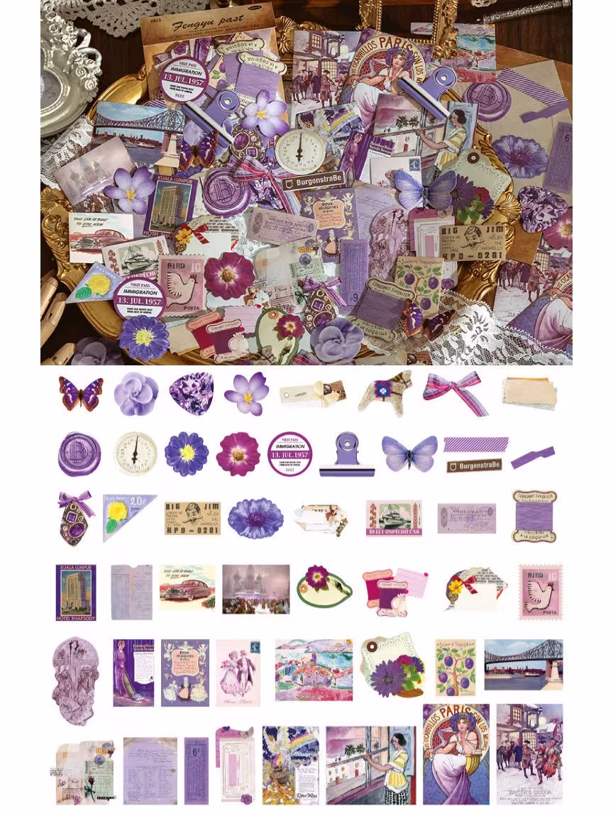 In Color Sticker Packs, 100 Pcs, Lifestyle, Mixed, Retro, Vintage, Art, Poster, Travel, Culture, Style, Matching, Assorted
