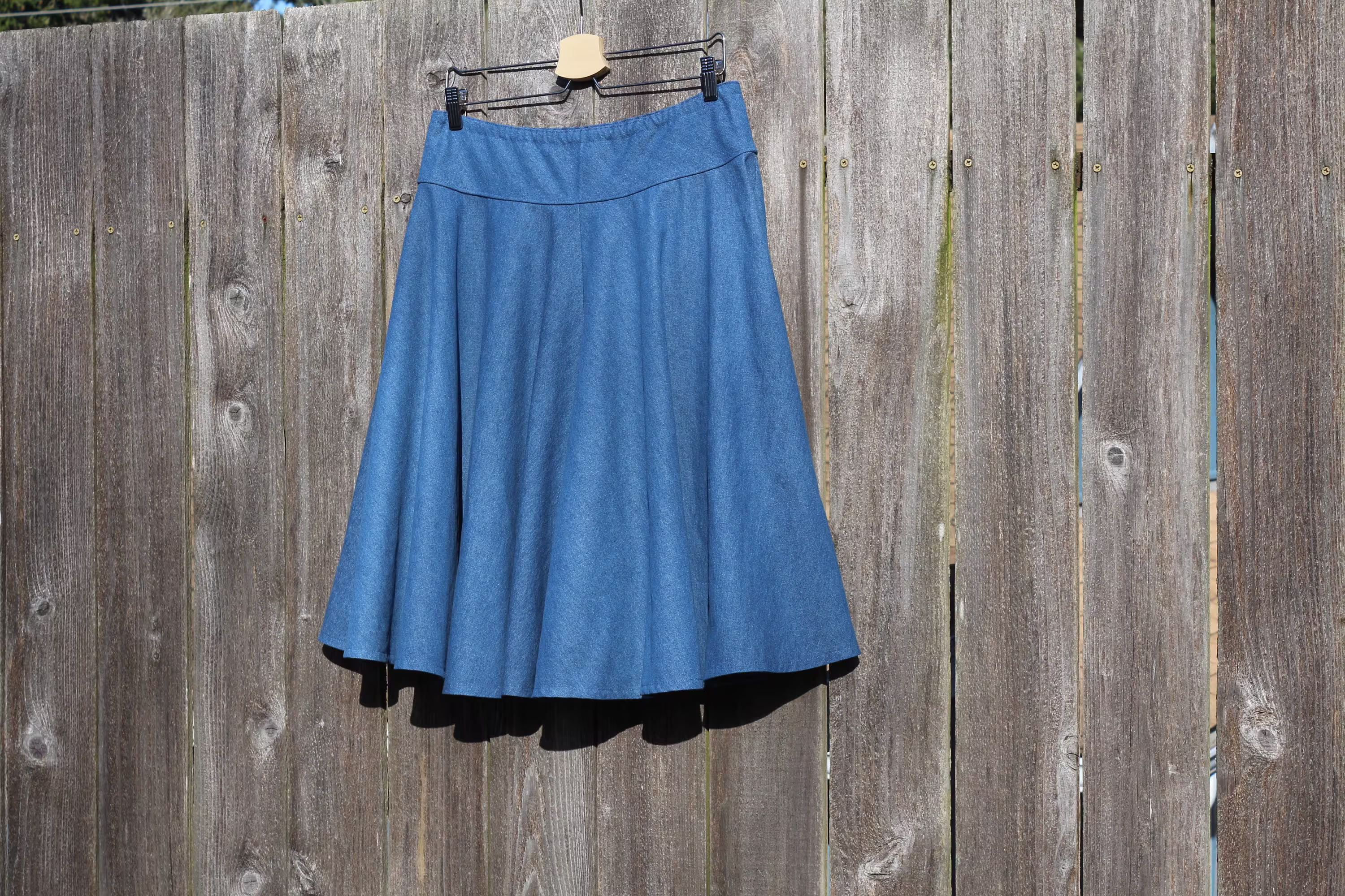 Light Denim Full Circle Skirt, 6.5 Oz in Lt Indigo, Medium Weight Denim, Custom Made All Lengths & Sizes From Petite To Plus
