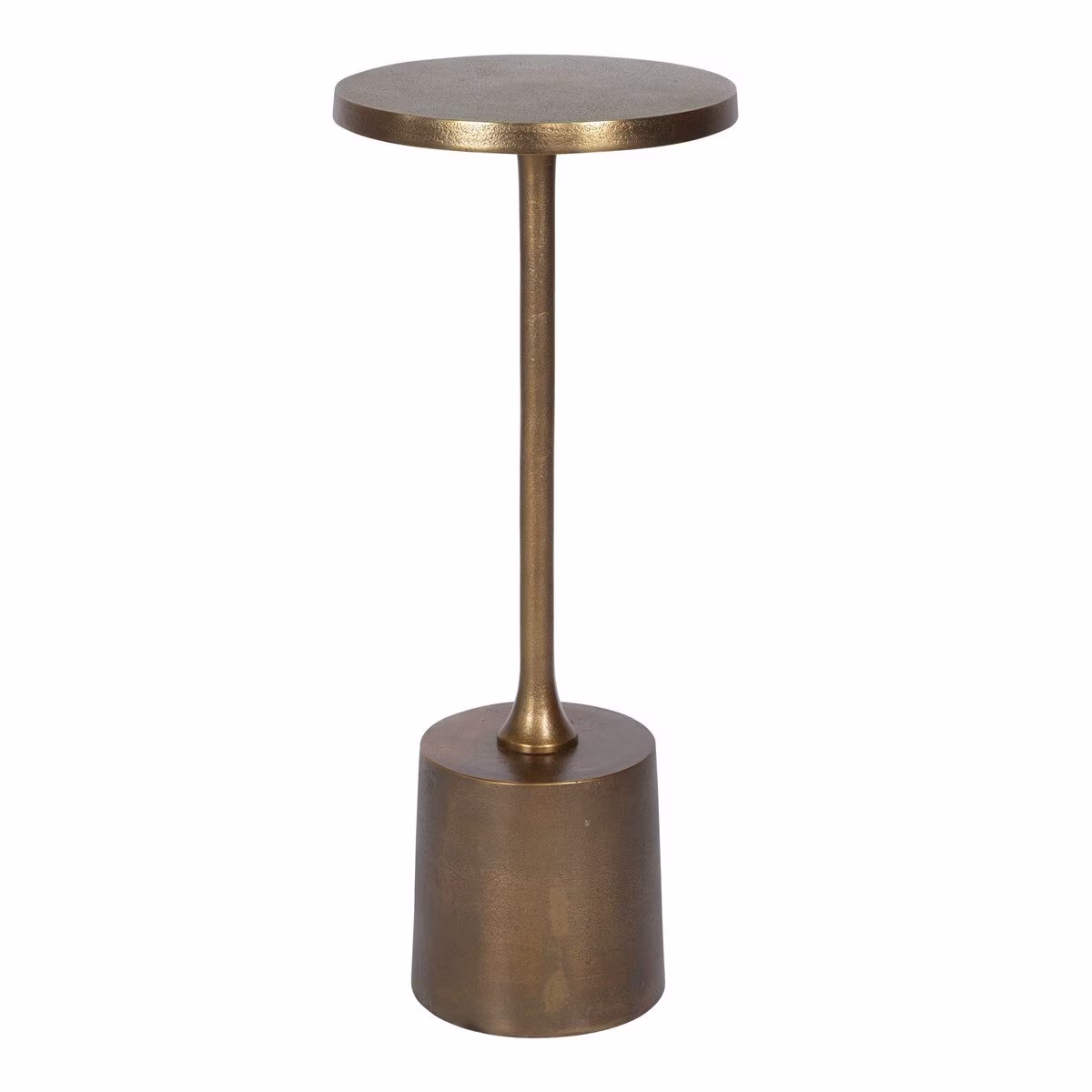 Industrial Look 25" Drink End Table Aged Gold Handcrafted Aluminum