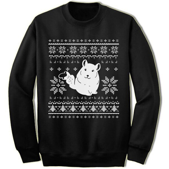 Chinchilla Christmas Sweater Sweatshirt. Pet Ugly Xmas Sweater