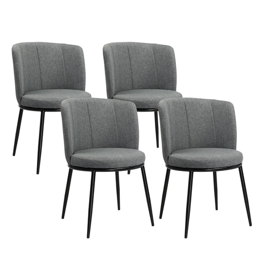 Set of 4 Dining Chairs Mid Century Kitchen Chairs Upholstered Grey - 20.9x31.5