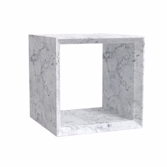 Marble Carrara White Square Side Table, Customizable Order Available Size in | H23.5" | L20" | W20"