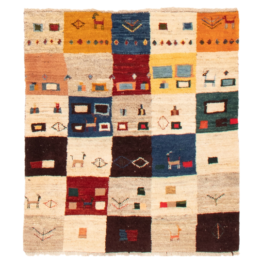 ECARPETGALLERY Hand-knotted Kashkuli Gabbeh Multi Color Wool Rug - 3'6 x 3'11