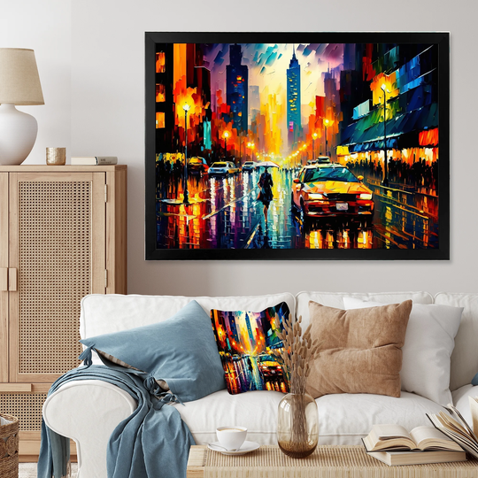Designart 'Colorful Manhattan Time Square III' Cityscapes Framed Art Print