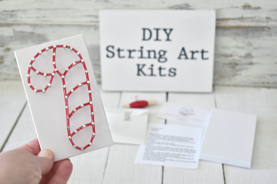Diy Christmas Candy Cane String Art Kit, Do It Yourself, Winter Sign, Tree, Diy Craft Kit, Decor, Stocking Stuffer, Gift