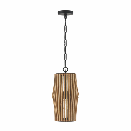 Archer 1-light Light Wood & Matte Black Pendant