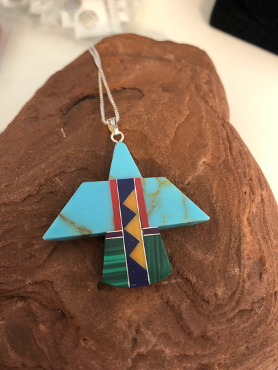 Eagle/Colorful Eagle Pendant/Multi Color Pendant/Eagle Necklace/sterling Silver/Eagle Necklace