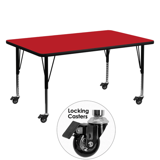 Delacora 60 Inch Wide Steel Framed Wood Top Adjustable Activity Table