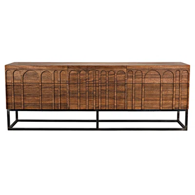 Casanova 83" Wide 6 Drawer Walnut Solid Wood Sideboard