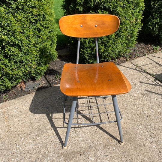 School Chair Adult Sized American Made Wood, Metal, 17"