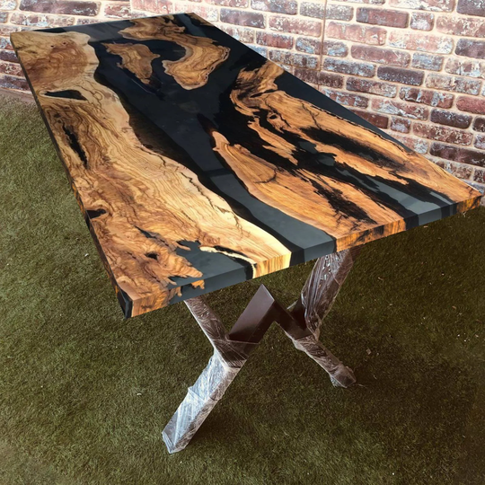 Black River Epoxy, Custom Table, Wooden Resin Live Edge, Kitchen Dining Table Top, Made By Elawoodshop