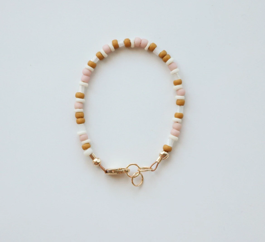 Bracelet-Pink Lemonade Beaded Bracelet 14K Gold Filled