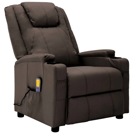 vidaXL Massage Reclining Chair Brown Faux Leather - 29.5" x 34.6" x 41.7"