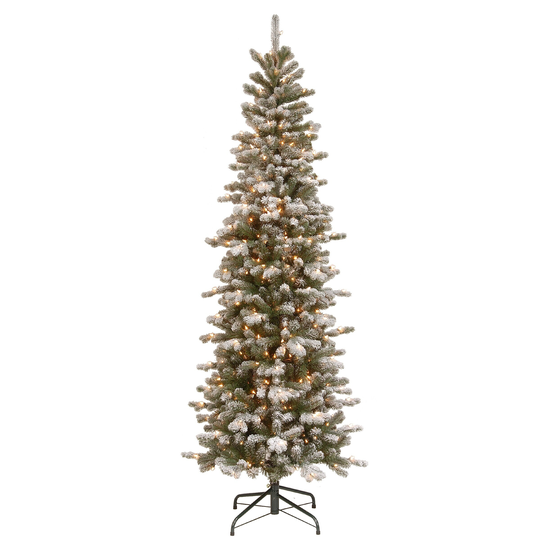 7.5 ft. PowerConnect(TM) Snowy Sheffield Spruce Pencil Slim with Clear Lights