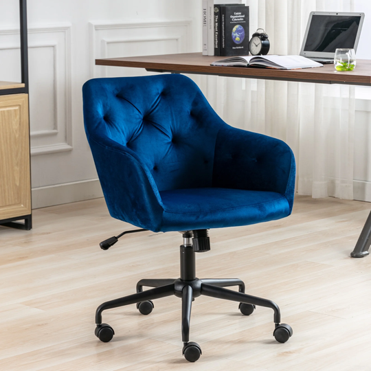 Velvet Fabric Home Office Chair , Swivel Adjustable Task Chair Executive Accent Chair with Soft Seat