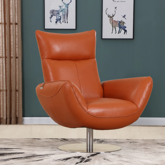Contemporary Leather Upholstered Living Room Lounge Chair