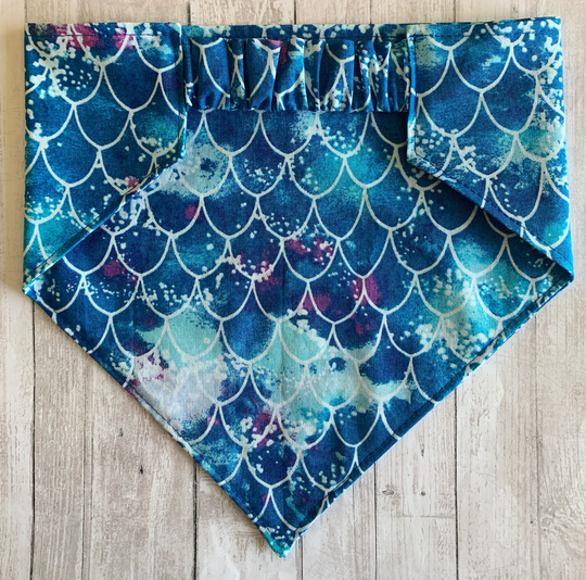 Dog Bandana, Mermaid Scales, Elastic Scrunchie Personalized Bandana