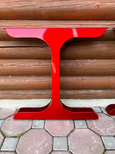 Red T Shape Steel Table Legs, Metal Shiny Modern Design Dining Desk Iron Custom Legs