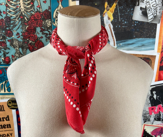 Vintage 1960S Red Paisley Dot Fast Color All Cotton Rn 15234 Bandana Handkerchief, 60S Bandana, Hanky, Hanky