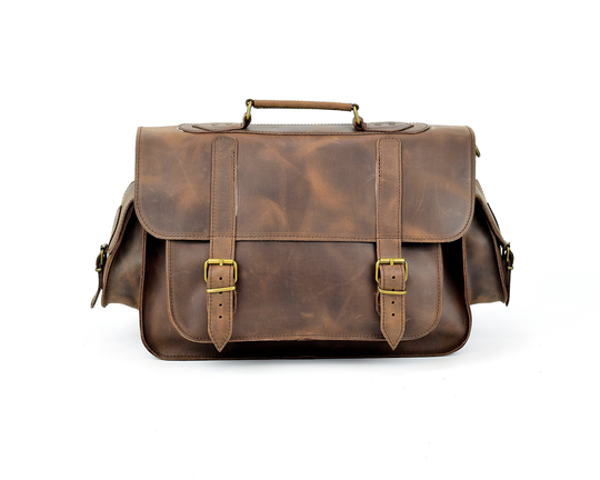 Handmade Business Bag For Men Or Women, Leather Briefcase, Laptop Of Full-Grain Leather