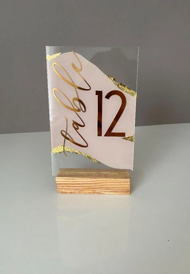 Gold Table Numbers Acrylic Wedding Signs Luxury Decorations Centerpieces Painted Back Brush Number Modern Perspex With Stands