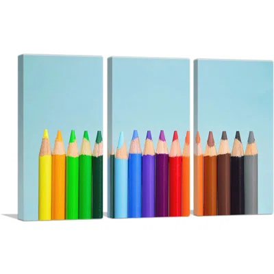Multiple Color Pencils - 3 Piece Wrapped Canvas Photograph Print Set