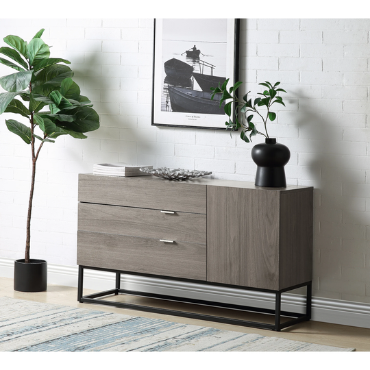 Traditional Style Modern Wood Buffet Sideboard, with 3 Storage Drawers & 1 Door Storage for Living Room