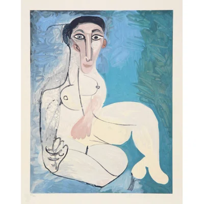 Femme Nue Assise Dans L'herbe by - Painting on