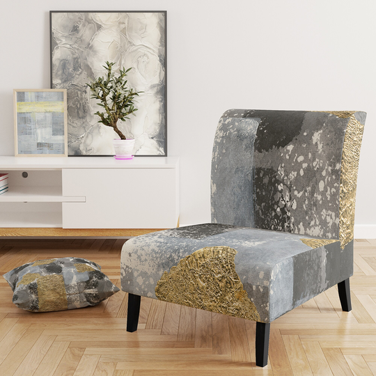 Designart 'Gold Glamour Squares II' Upholstered Modern Accent Chair