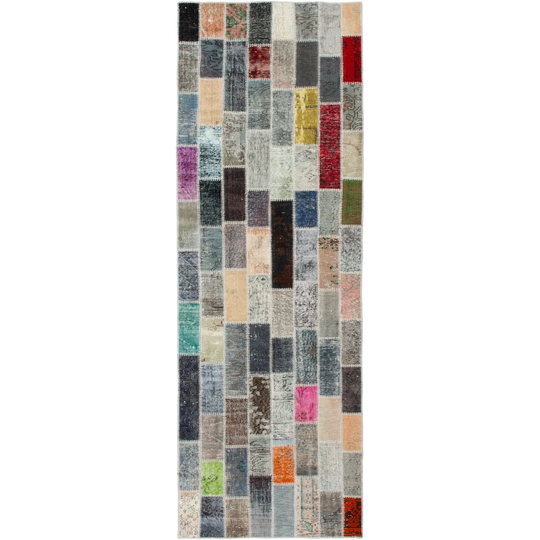 ECARPETGALLERY Hand-knotted Color Transition Patchwork Multi Wool Rug - 3'1 x 10'0