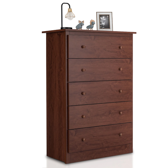 5 Drawer Storage Chest Wooden Clothes Organizer for Home and Office