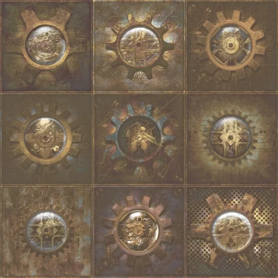 Nostalgie Mechanical Gears 32.8' L x 21" W Smooth Wallpaper Roll