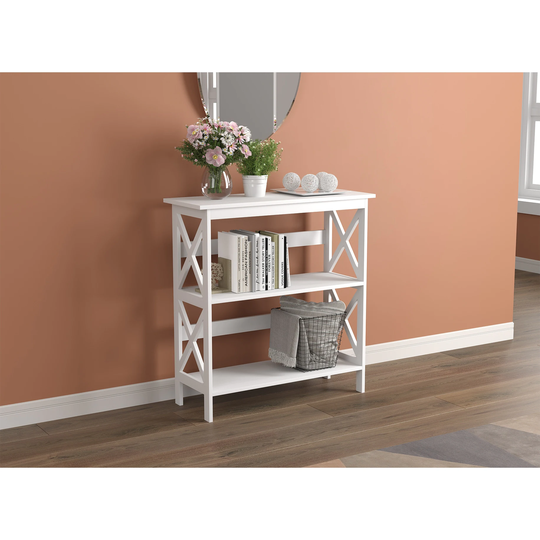 Bookshelf 32.5"H/White with 3 Shelves for Living Room - 11.82" x 31.5" x 32.5 "
