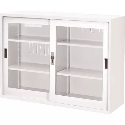 34.6" Glass Doors with Lock Storage Cabinet