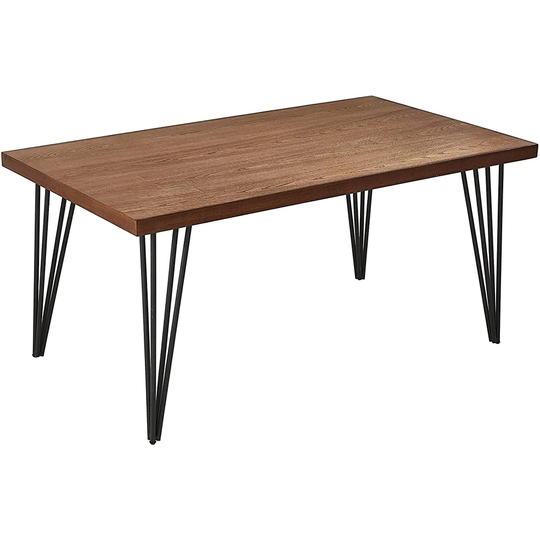 Elm Veneer Top Table with Black Sanded Powder Coat Frame