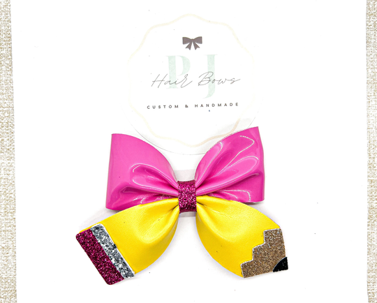 Pencil Sailor Pinched Hair Bow ~ Clip Back To School To Nylon Headband Girl's Gift Ideas