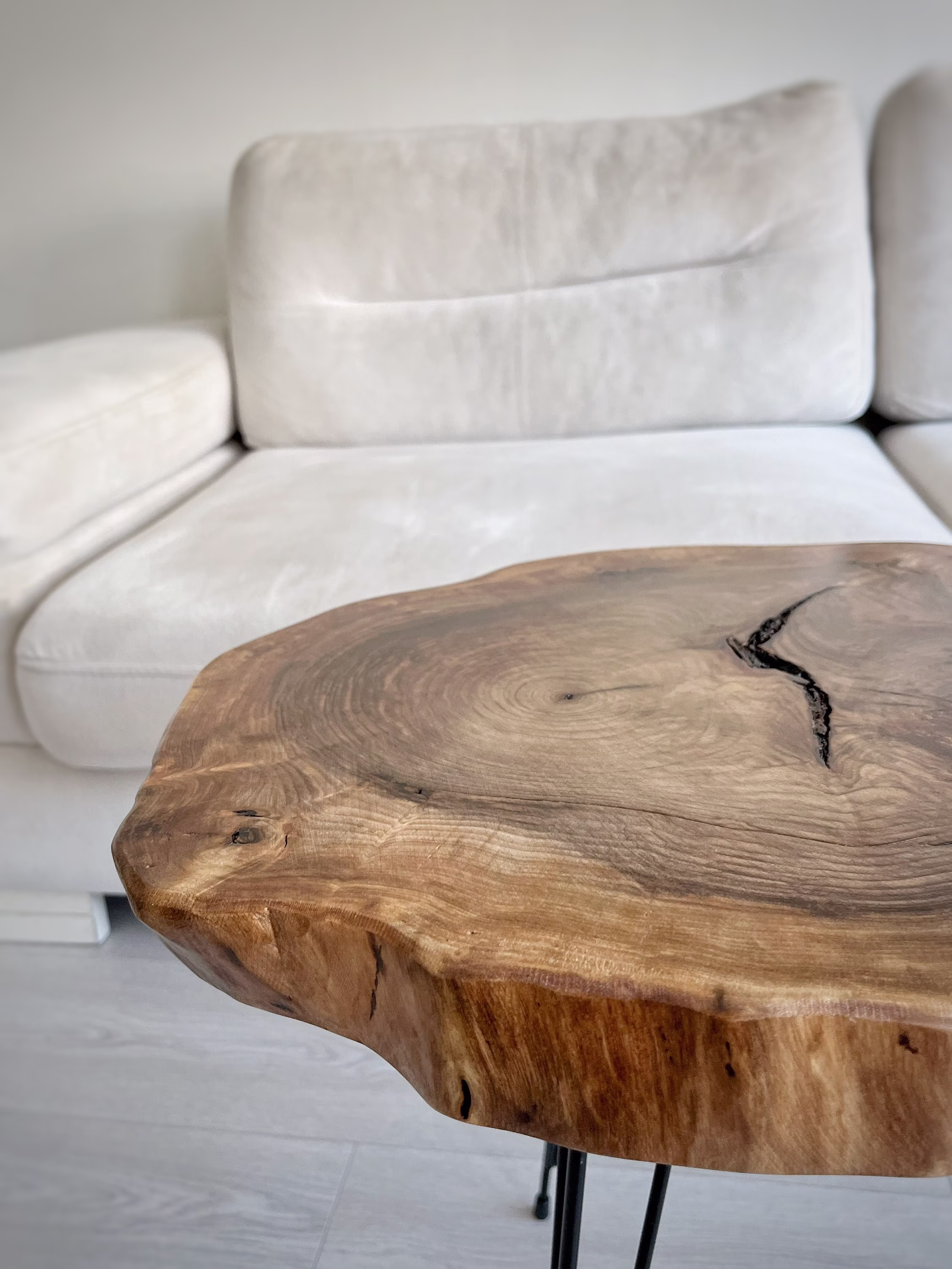 Walnut Coffee Table, Rustic Wood Slab Modern Hairpin Legs End Mid Century Live Edge Gift