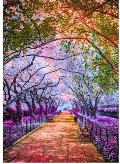 Us Seller. 40x30cm Fall Trees in The Park, Sunset Diamond Painting Kit. Round Drills, Full Drills, Fast S&h