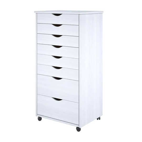 Adeptus Solid Wood 6 plus 2 Drawer Wide Roll Cart - White