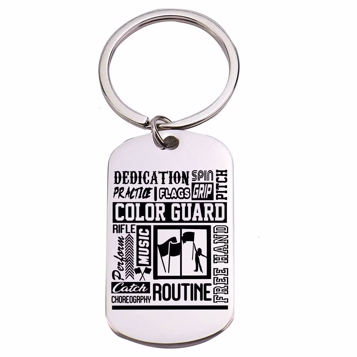 Color Guard Engraved Dog Tag Style Keychain Flags Jewelry - Perfect Gifts Teens & Girls